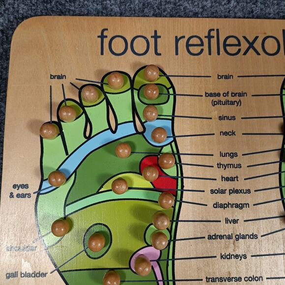 XpresSpa Foot Reflexology Wooden Massage Board Chart Acupressure Tool - Picture 3 of 7